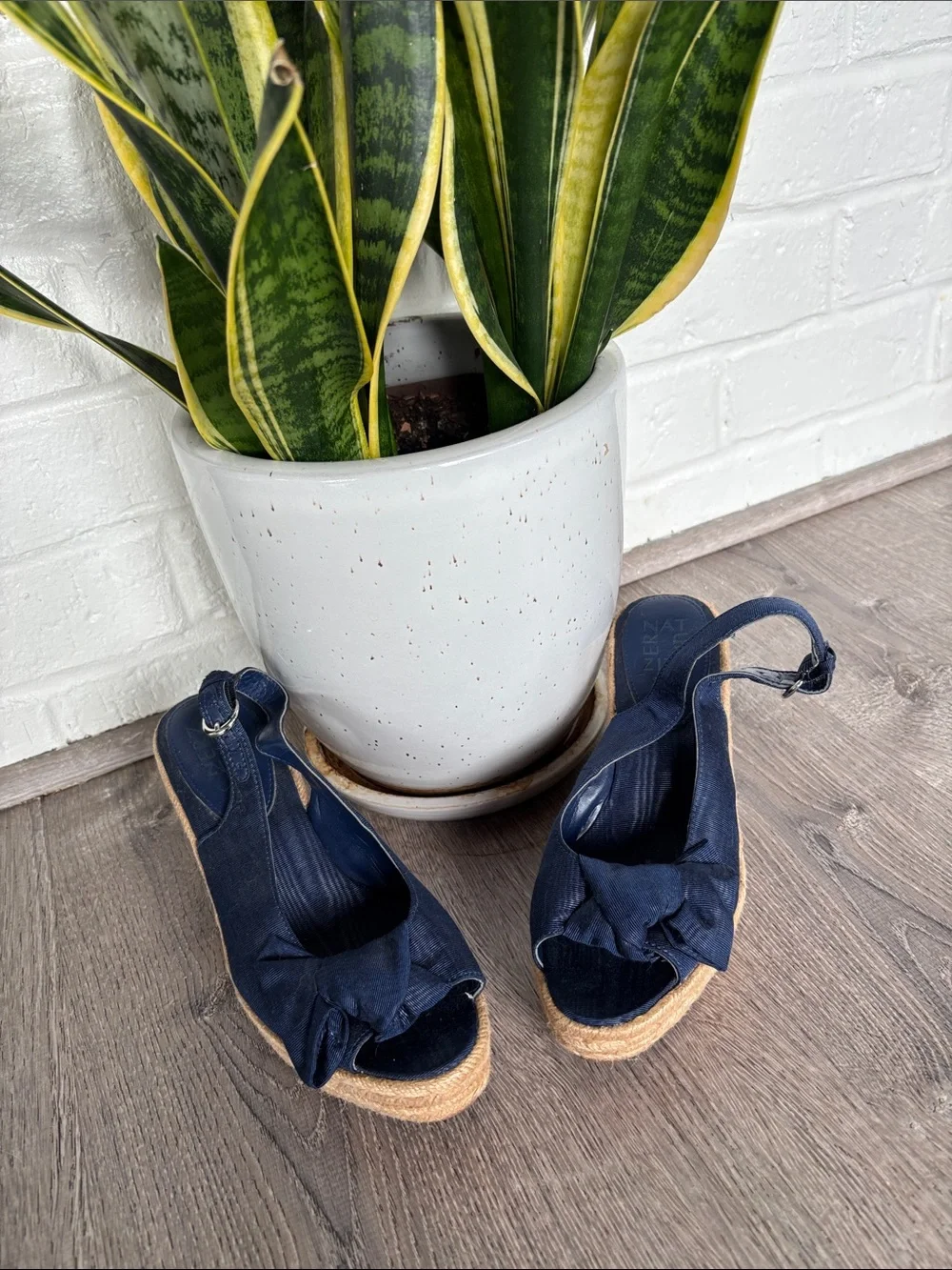 Naturalizer Navy Knot Front Espadrille Wedge Slingback